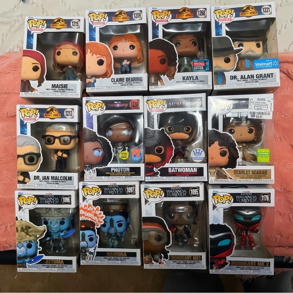 Funko Pop! Vinyl Figure Lot - Marvel & Jurassic Park Characters - Multi Color